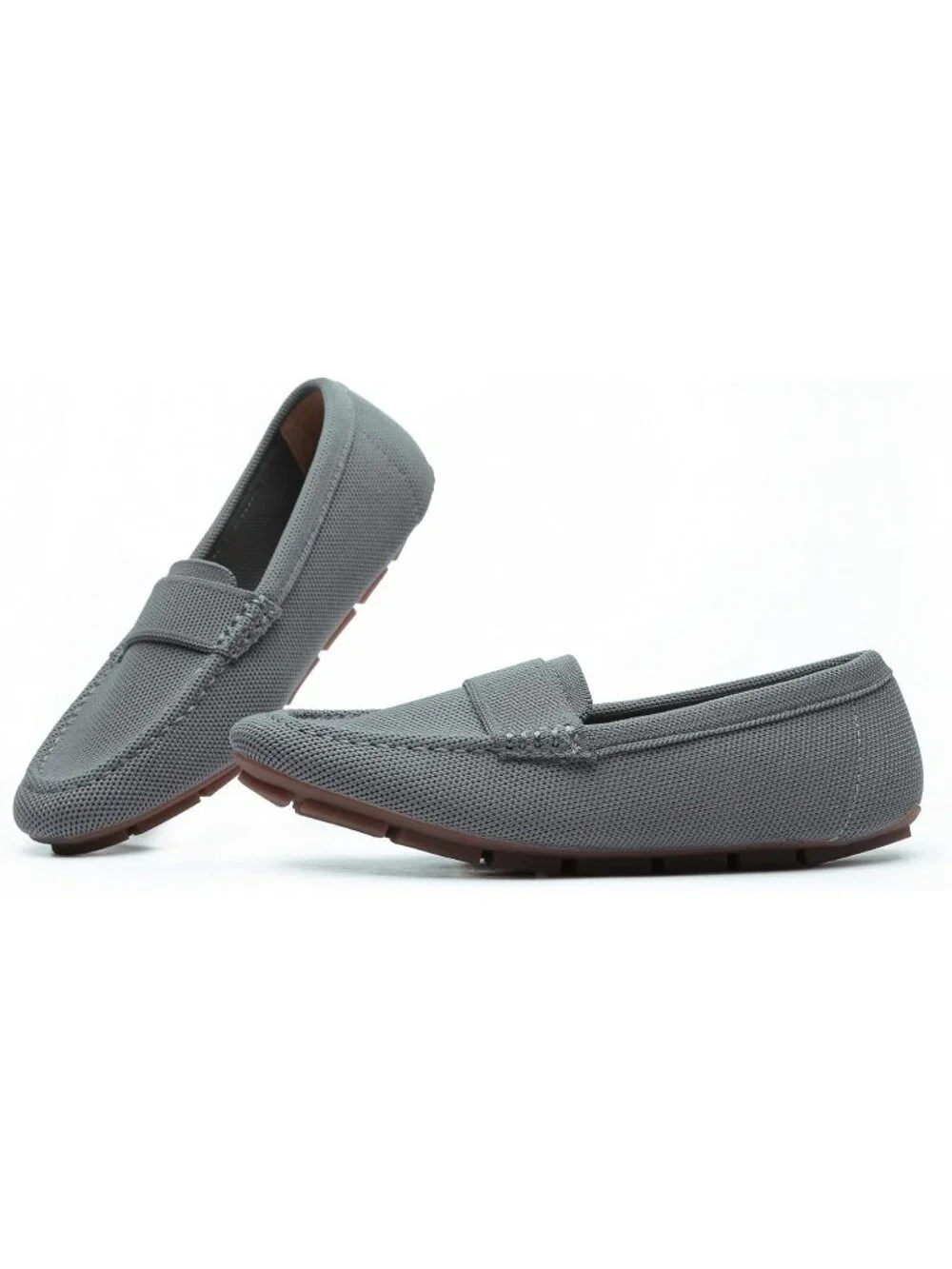 🆕Women's Dark Grey Lightweight Knitted Loafers Casual Flat Shoes Comfortable